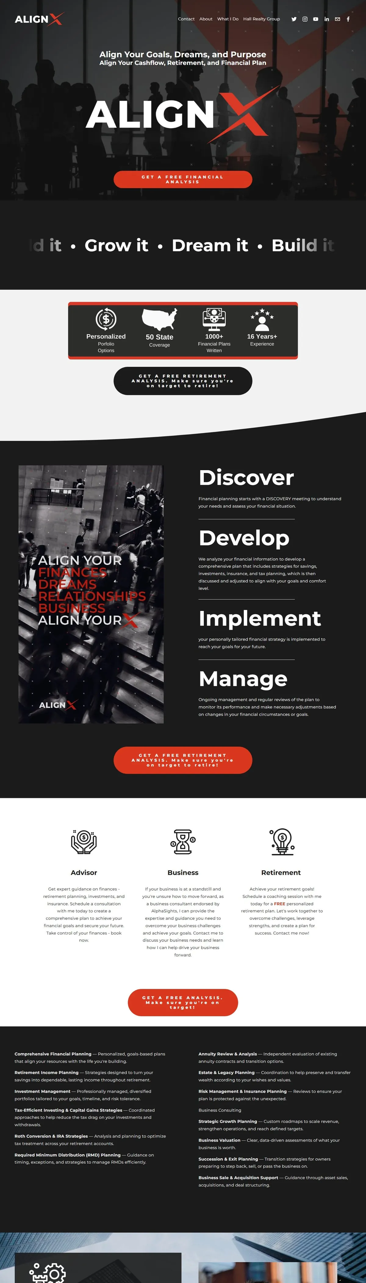 AlignX — Financial Advisory, full live page
