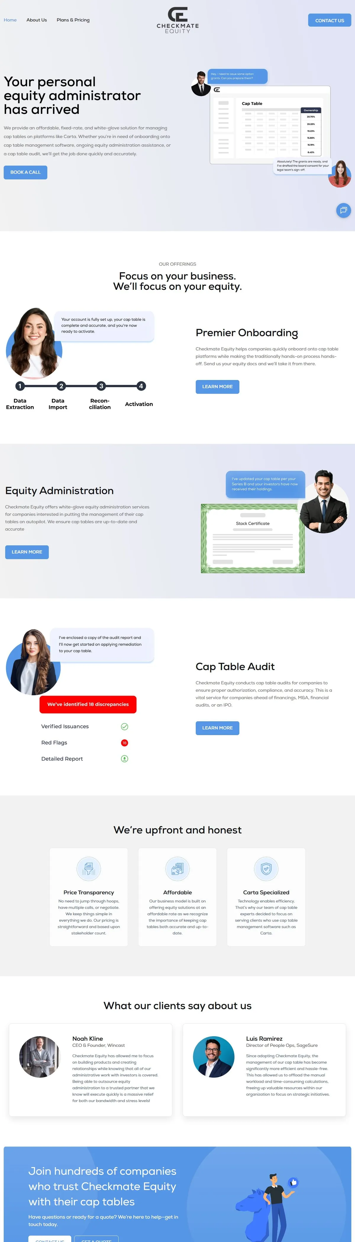 Checkmate Equity — Professional Services, full live page
