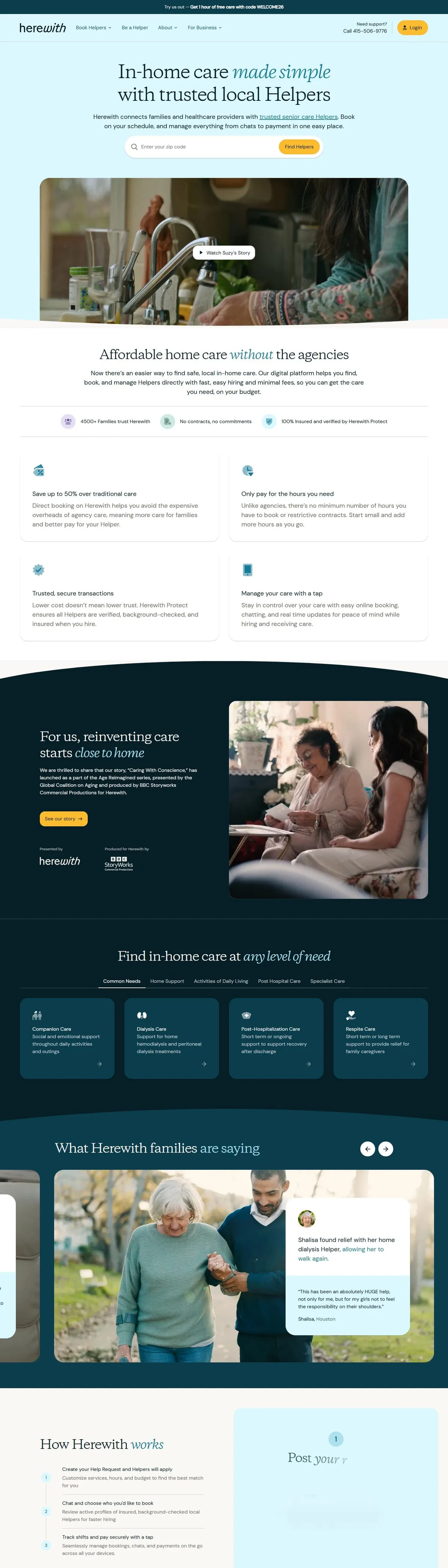Herewith — Senior-Care Marketplace, full live page