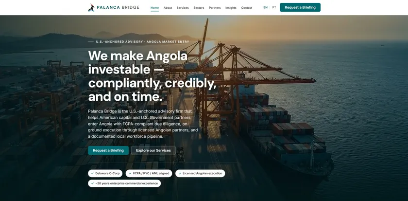 Palanca Bridge — U.S.–Angola advisory, website hero